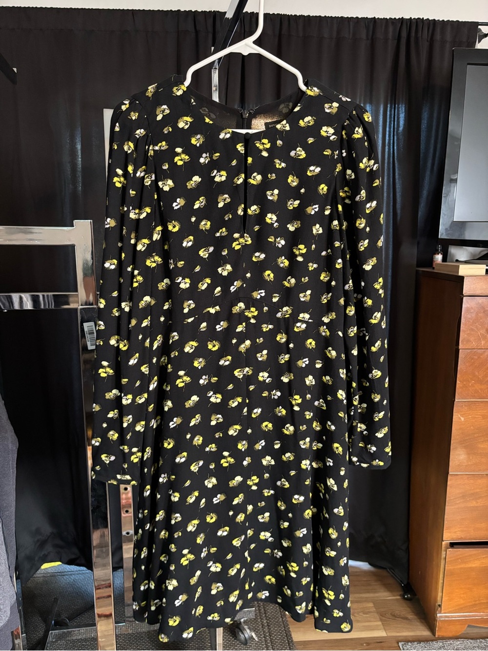 Banana Republic Black Dress with Yellow Floral Motif